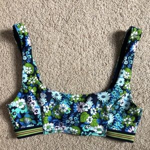 Aerie retro floral scoop bikini top size small